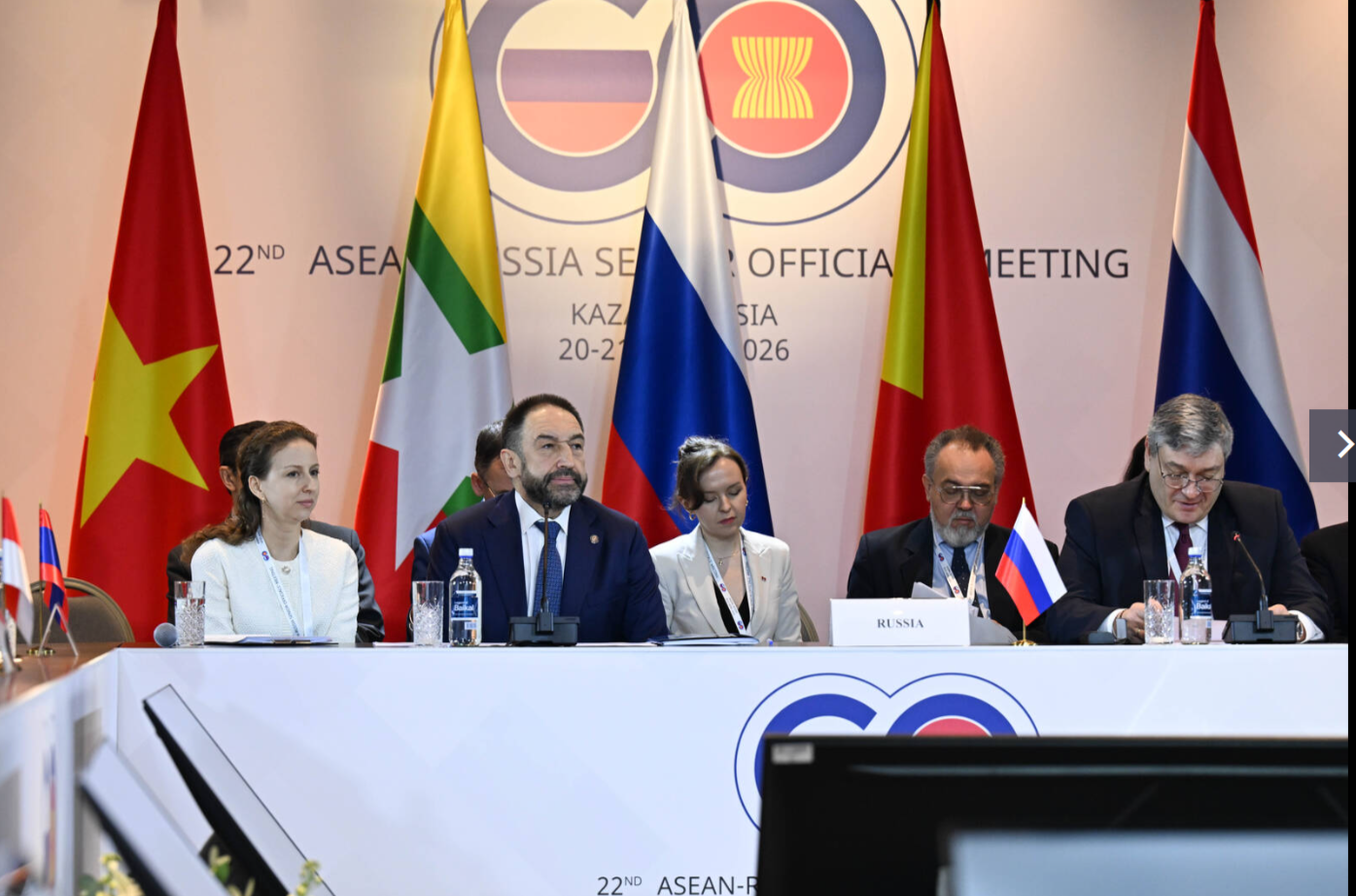 Премьер-министр Республики Татарстан Алексей Песошин (второй справа) на 22-м совещании старших должностных лиц «Россия — Ассоциация государств Юго-Восточной Азии». Фото: tatarstan.ru